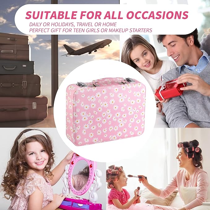 Hot Sugar Makeup Kit for Teenager Girls 10-12, All in One Beginner Makeup Kit for Women Full Kit, Teen Cosmetic Gift Set on Birthday Christmas (Pink Daisy)