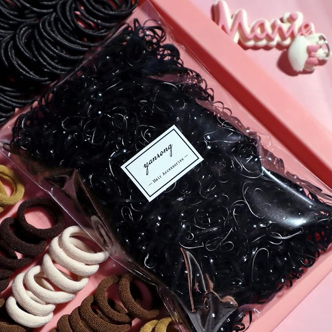 Colour Hair Accessories, Hair Ties, Scrunchies, Ponytail Holders, Traceless Ropes Set for Girls, Women, Babies & Kids (2155 Pieces, Brown, Elastic Hair Ties)