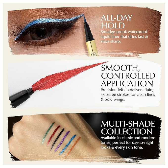 Liquid Eyeliner - Hypoallergenic Eyeliner with Fine Brush Tip, Long-Lasting Waterproof Eye Liner - Cruelty-Free, Vegan, Hypoallergenic, Gluten-Free, Smooth Liquid Eye Liner - 6 Shades Gift Set