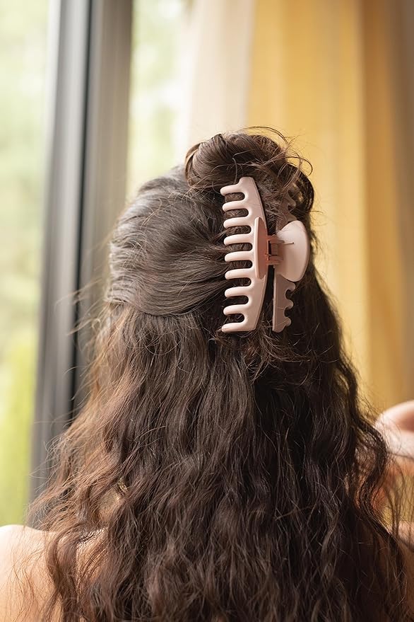 FRAMAR Large Claw Clips For Thick Hair – Large Hairclip Thick Hair, Big Hair Claws Clip For Women, Pink Hairclips, Pink Claw Clip - 4 Pack Non Slip Matte Finish