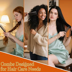 SALONSILK 5PCS Hair Brush Comb Set, Women Men Paddle Styling Hair Brushes Wide Fine Tooth Combs, Rat Tail Parting Barber Professional Set for Detangling, Thick, Natural, Thin, Curly