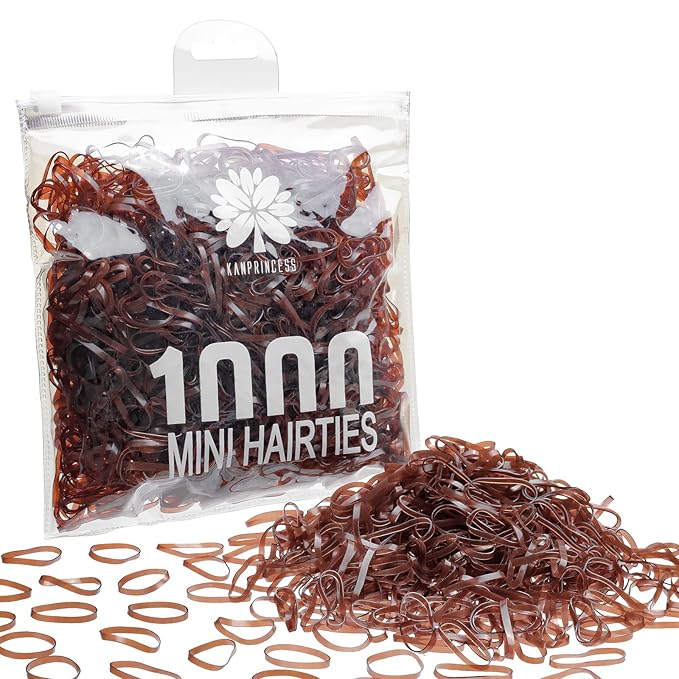 1000pcs Brown Mini Rubber Bands, Soft Small Hair Ties for Kids Toddlers Girls, Elastic Ponytail Accessories, No Damage Baby Hair Styling (Brown)