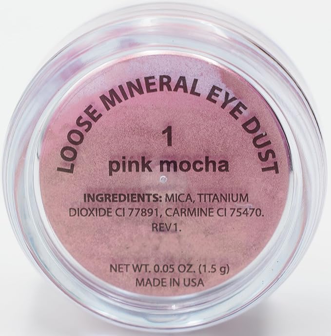 Pink Mocha Loose Eyeshadow Powder Pigment, Single Glitter Mineral Dust Jar Pot, Talc & Paraben Free, No Animal Testing & Cruelty Free