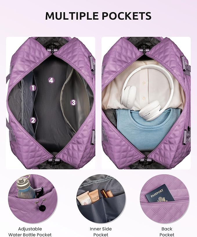 Gifts for Girls-Teen Weekender Bags, Personalized Monogram Overnight Bag, Letter Travel Bag with Makeup Bag, Personalized Gift Idea for Women Her (Letter G)