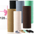 LuSeren 120 Pcs No Damage Hair Ties for Thick Hair, Large Soft Seamless Nylon Hair Elastics for Women, Ponytail Holders, Hair Accessories – Neutral Colors
