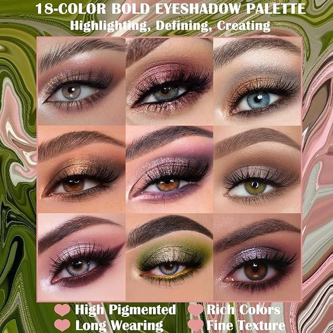 Prism Makeup Matte Eyeshadow Palette Pro 18 Colors Pigmented Shimmer Glitter Eye Shadow Palette, Blendable Long Lasting Waterproof Makeup Cosmetics Halloween Makeup Kit (04# Solitude)