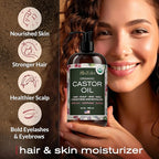 Ella & Eden USDA Organic Castor Oil – Cold Pressed Hexane-Free - Glass Bottle - For Hair Growth, Face, Eyelash, Skin, Stomach - 100% Pure Unrefined 16 Fl Oz