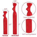 MEEDEE 100 Pack Red Hair Accessories: Soft, No-Crease, No-Damage Knotted Ribbon Hair Ties & Ouchless Ponytail Holders for Women, Yoga, and Everyday Wear