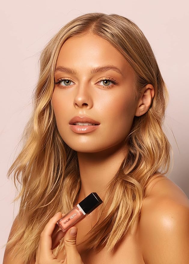 nude envie Lip Gloss - Certified Vegan Lipgloss Cruelty-Free and Paraben Free - Enriched Peptides, Vitamin E and Jojoba Oil (Whisper)