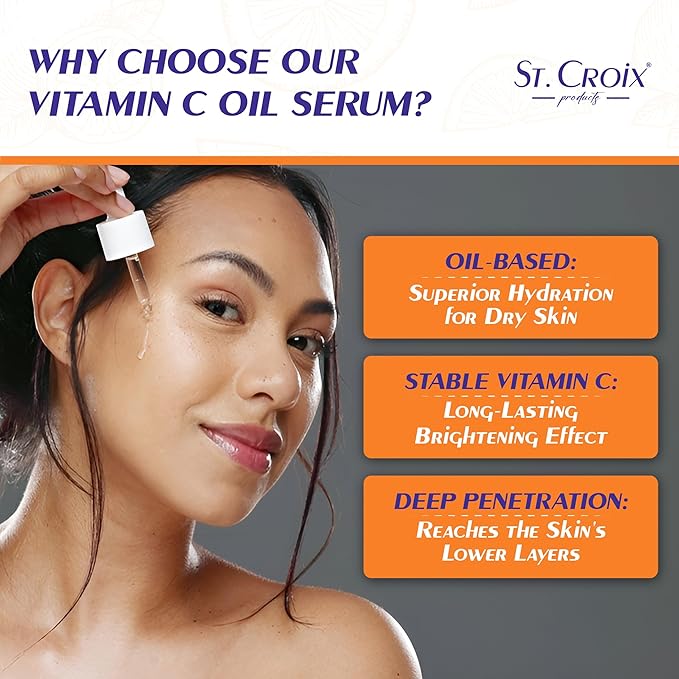 Vitamin C Face Oil Serum – 5% Oil-Soluble Vitamin C (THD Ascorbate) & Peptide Complex (Matrixyl 3000) – Hydrating with Squalane, Rosehip & Pomegranate – For Dry or Mature Skin– 1 fl oz