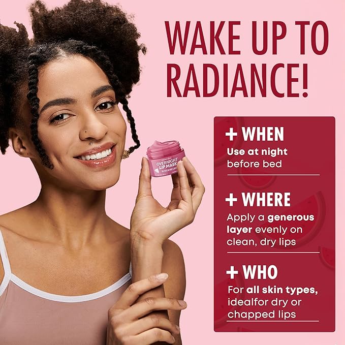 Lip Mask with Watermelon – Overnight Lip Repair, Intense Hydration & Smoothing – Dermatologist Tested, Korean Skin Care – 95% Natural, Clean Beauty, Cruelty-Free – 1 Pack