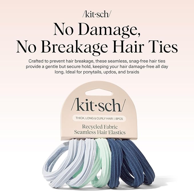 Kitsch Hair Ties No Damage - Strong, Stretchy Hair Bands | Soft Nylon Ponytail Holders, Snag-Free Rubber Bands, Perfect for Updos & Braids - Garden Bouquet | Ideal Gifts for Women, 8pcs