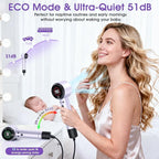 Ionic Hair Dryer with Auto-Adjusting Sensor,AI Hair Dryer with Magnetic Diffuser,100000 RPM High-Speed Hair Blow Dryer for Fast Drying,Compact Blow Dryer with 500M Plasma,Hair Dryers for Women(Purple)