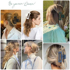 Square Hair Clips 3.5 Inch Medium Claw Clips Rectangle Hair Claw Clips 6 Pack Rubber Paint Jaw Non-Slip Thick Hair Accessories for Women Girls -Neutral