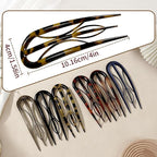 French Hair Pins for Women-6PCS Tortoiseshell U Shaped Clips for Buns, Prestige& Elegant,Internal Teeth Fork Hairpins Styling for Thick Twist Hair
