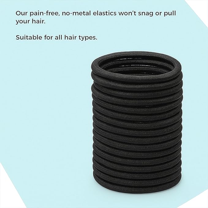 Goody Ultimate Daily Elastics Kit 48-Count | Ouchless No-Damage Hair Ties for Women & Men | 30 Black Elastics + 10 Neutral Seamless + 8 Black Seamless Ponytail Holders for All Hair Types