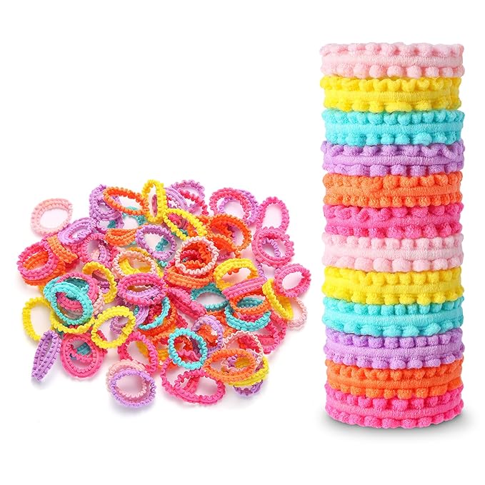 Youxuan Small Elastic Hair Ties, Soft, Stretchy, and Non-Damage Hair Bands, Multi-Color 100 Pcs Strong, Durable Mini Rubber Bands for Toddlers, Girls and Women
