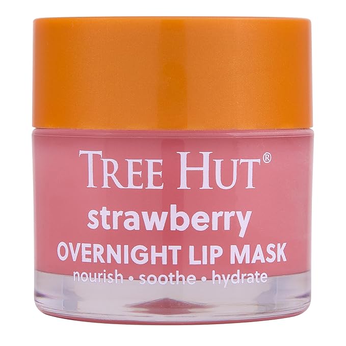 Tree Hut Strawberry Overnight Lip Mask, Hydrating Lip Treatment, Leave On Overnight for Soft, Smooth Lips, Holiday Gift & Stocking Stuffer, 0.6 oz