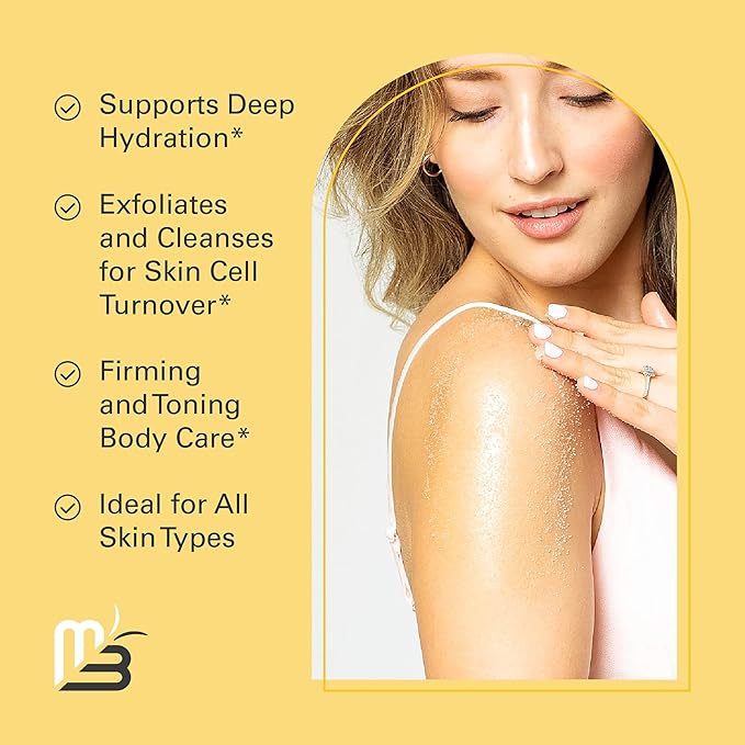 Anti-Cellulite Body Scrub for Skin Tightening, Firming, Moisturizing & Smoothing, Exfoliating Formula for Legs & Glutes with Stem Cells, Collagen, Coconut & Jojoba Oil, 16 OZ, by M3 Naturals