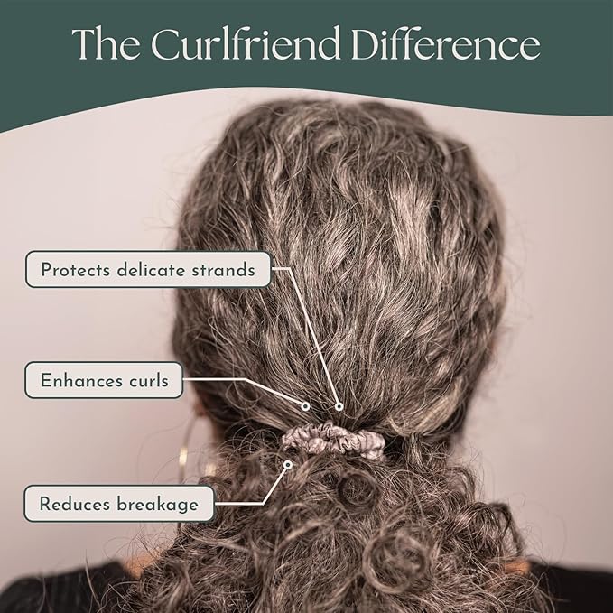 Authentic Mulberry Silk Skinny Hair Match Scrunchies for Women, Anti Breakage Hair Ties for Curly Thick & Thin Hair, 100% Silk for Buns & Ponytail, Silver/Deep Grey (4 Pack)