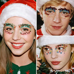 Christmas Eye Shadow Temporary Tattoos Stickers Face Makeup Patches, Xmas Tree Santa Claus Eyeliner Decals Fake Tattoos for Women Girls, Christmas Stocking Stuffers Party Supplies