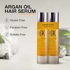 GK HAIR Oil For Curly hair- Organic Argan Oil for Dry, Damaged Hair - Frizz Control Serum Upto 72 hours - Best For repair, Shine & Smoothening Pack of 2 (3.4 Oz)
