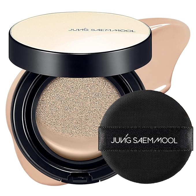 JUNG SAEM MOOL Essential Skin Nuder Cushion 22N Peach Light 0.49 Fl Oz, No Refill, Natural Radiant Finish Cushion Foundation with Buildable Coverage, Lightweight Texture, Korean Foundation Makeup
