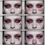 Glitter Freckles, Holographic Face and Body Glitter Tattoo Sparkle for Women Gold Glow Cosmetic Star Makeup Accessories for Festival Rave (6pcs Halloween)