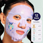 SpaLife Beauty Winter Wonder Animals Christmas Face Mask Bundle | Korean Facial Masks | Hydrating, Firming and Glowing Sheet Mask Set | Christmas Gifts for Women | 12 Pack