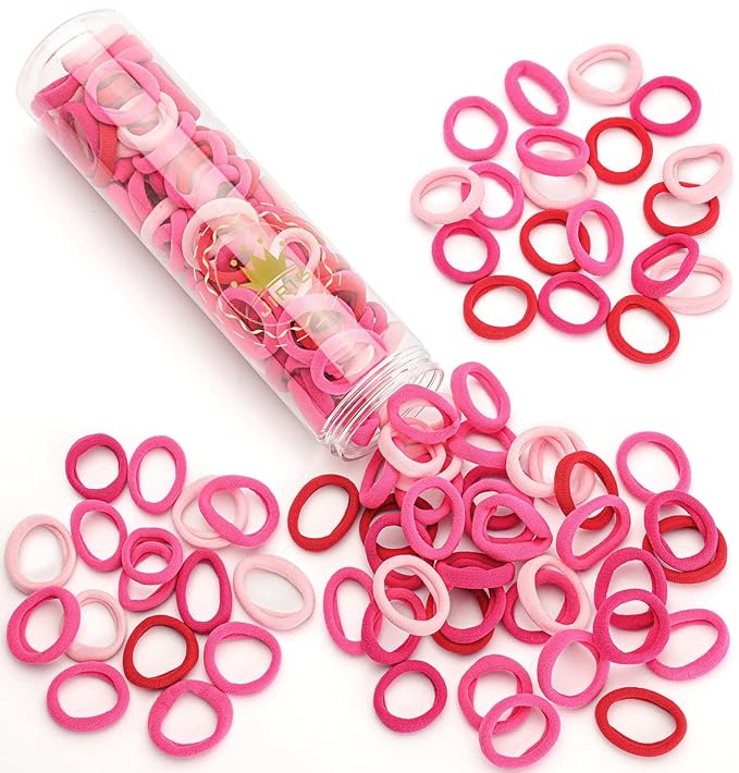 100 pcs No Break Hair Ties fitting Kit, and limited-time Starter Kit | Gentle for any hair type with no slipping or snagging Color mixing(Red)