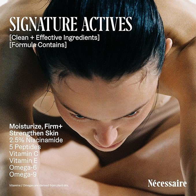 Nécessaire The Body Lotion with Pump – Hinoki Scented Body Moisturizer with Peptides, Niacinamide, Vitamins C/E & Omega 6/9 – Skin-Firming Daily Hydration – Dermatologist-Tested, Vegan – 15.2 oz