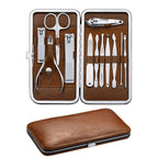 FAMILIFE Manicure Set, Professional Nail Kit Nail Clipper Set, 12PCS Stainless Steel Manicure Kit, with Brown Leather Travel Case Luxury Gifts for Him
