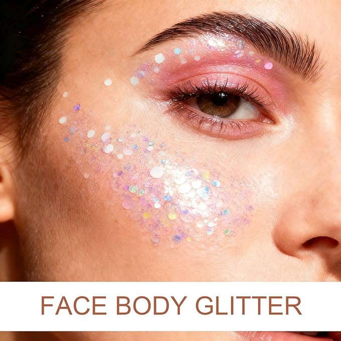 Christmas Body Glitter - Stocking Stuffers, Sequin Face Hair Makeup for Party Rave Festival, Christmas Gifts for Adults (Mermaid Glitter)