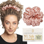 Silk Scrunchies for Women Ponytail Holders – Oversized Mulberry Silk Scrunchies – Extra Large No Damage Hair Ties for Curly, Thick, and Thin - Hair Accessories for Women – Blush Pink, XL By Curlfriend
