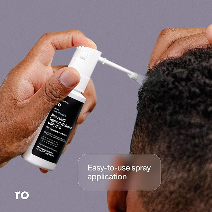 Roman Men's Topical Hair Regrowth Treatment Spray | 5% Minoxidil Solution, Clinically Proven for Thinning Hair, Easy to Use, Unscented | 3-Month Supply