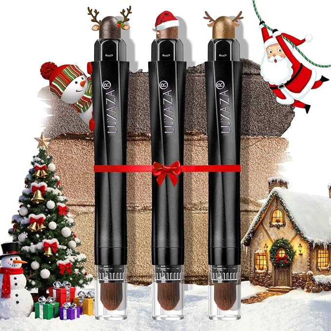 Brown Eyeshadow Stick Makeup Set 3PCS, Neutral Shimmer And Matte Cream Eye Shadow Palette, Metallic Bronze Smoky Eyeliner Brightener Crayon Pencil Kit, Ideal Gift for Women -Golden Glow