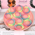 JessLab Spiral Hair Ties for Women, 10-Pack Traceless No-Damage Ponytail Holders, Coils Hair Bands for Girls, Assorted Colors