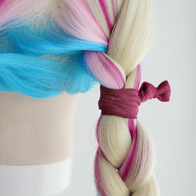 MEEDEE 100 Pack Burgundy Hair Ties For Women No Crease Soft Elastic Ribbon Dark Red Knotted Ouchless Hair Ribbon No Damage Hair Ties For Yoga Ponytails