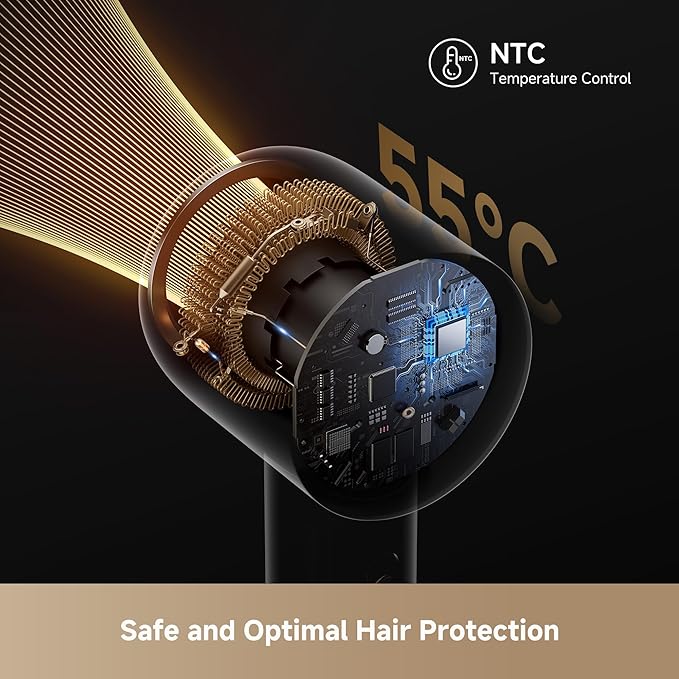 Dreame Glory Mix High-Speed Hair Dryer, Dual Voltage, 3 Magnetic Nozzles, Perfume Infusion, Customized Fragrant Drying, NTC Control, 300M Negative lons, 110,000RPM Motor, 336g Lightweight, Gold