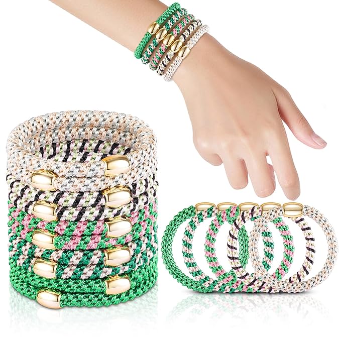 Hair Ties No Damage - 10PCS Ponytail Holders - Elastic Hair Ties for Thick Hair - Braided Hair Bands for Women Girls's Hair - Green