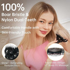 Simetra Detangler Hair Brush for Woman and Men, Holiday Present - Original Detangling Brush for Curly Hair/Wet & Dry Hair, Natural Boar Bristles Hairbrush - Natural Crystal Inlay & 14K Gold Plating