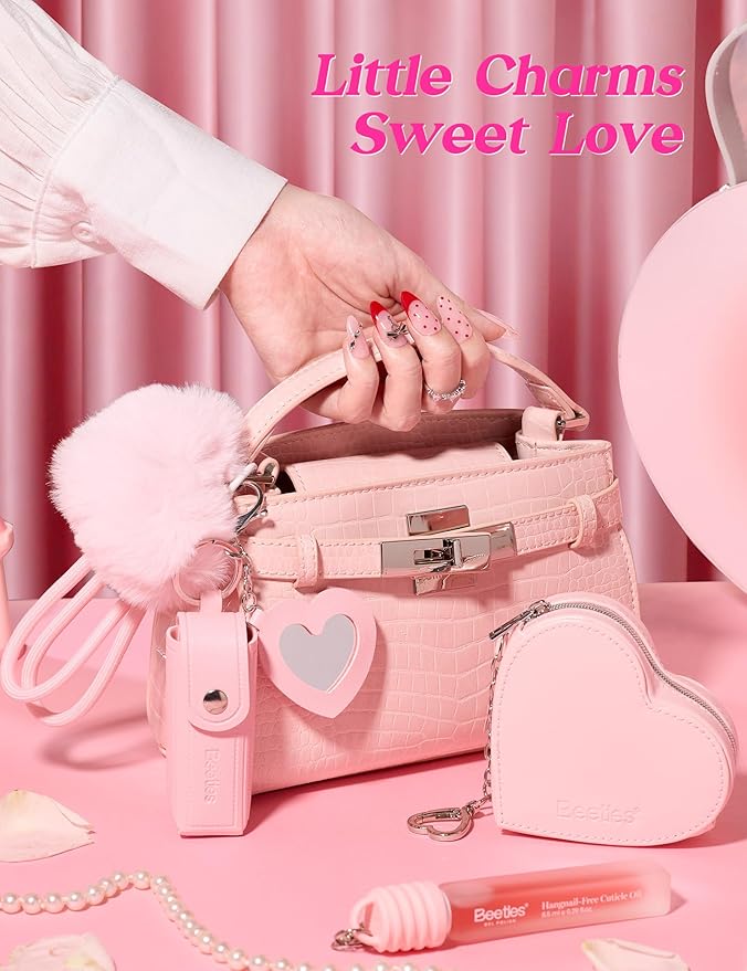 Beetles So In Love Collection – Forever In Love Valentine Gel Nail Polish Kit with UV Light, Pink Gel Polish with Base Top Coat Nail Tips Mini Rose Bouquet, Valentine's Day Gifts for Wife Girlfriend