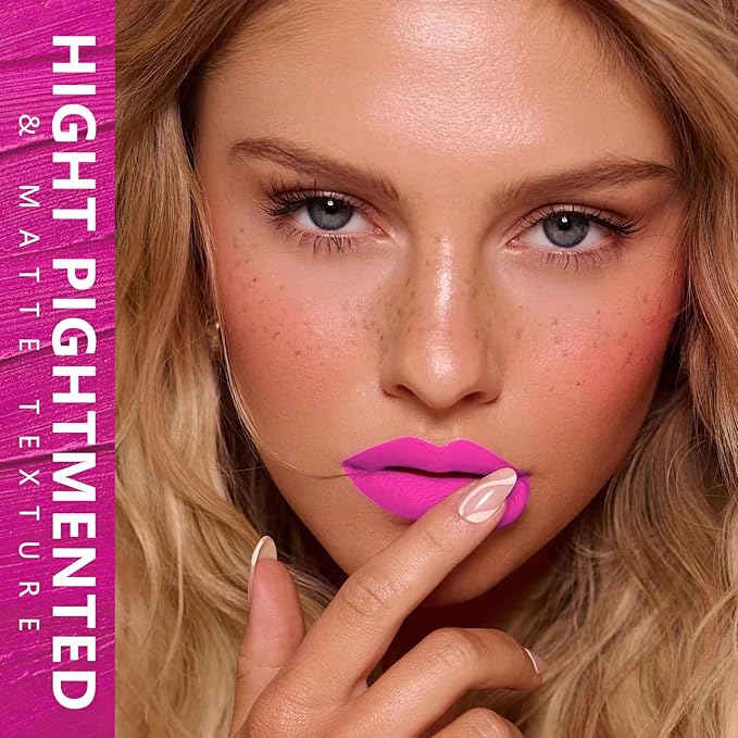 MAKI YIKA 3Pcs Matte Liquid Lipstick Makeup Set Red Purple Pink Lipstick Long Lasting Smudge Proof Non Transfer Lip Makeup, Purple/Pink/DeepRed