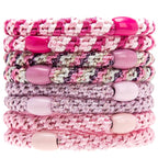 AXEN 8PCS Elastic Hair Tie for Women Girls, Cotton Bands Soft Woven Ponytail Holders for Thick Hair and Curly Hair, Pink Series