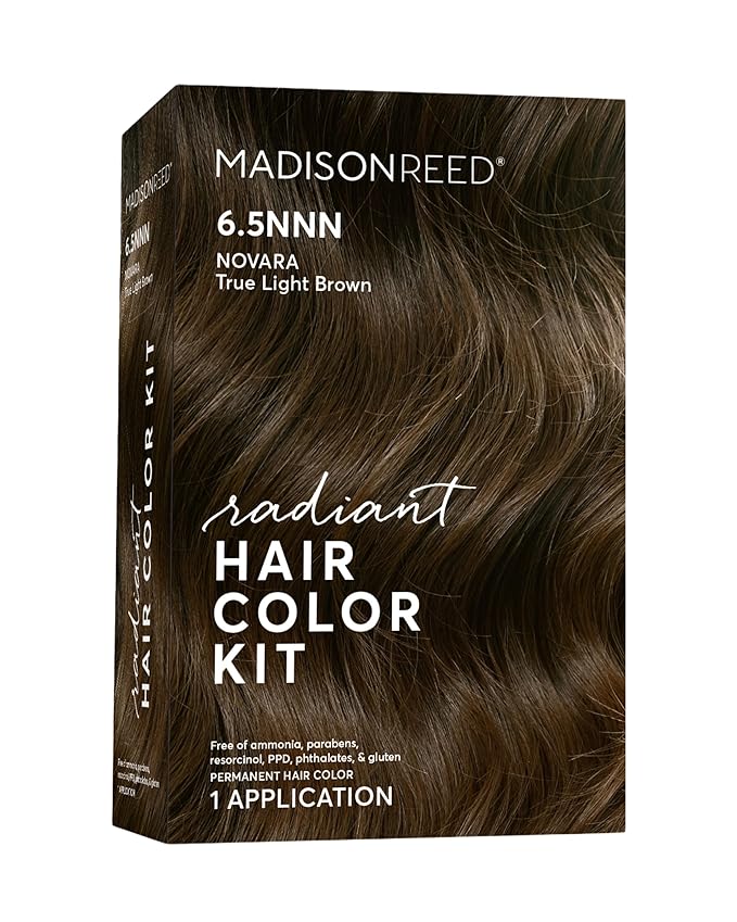Madison Reed Radiant Hair Color Kit - 6.5NNN Medium Brown with Warm Golden Undertones (Novara Light Brown), 100% Gray Hair Coverage | PPD-Free & Ammonia-Free, 1 Pack