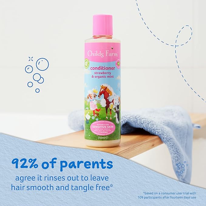 Childs Farm, Kids Hair Conditioner for Dry, Sensitive Skin & Scalp, Strawberry & Organic Mint, Conditions & Nourishes, Vegan, Cruelty-Free, 16.9 fl oz