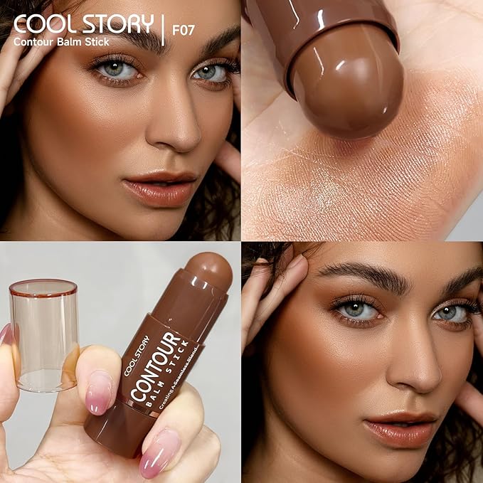 Cool Story 3-in-1 Makeup Set, Highlighter, Blush and Contour Balm Stick, Cream Formula for Face Contouring, Professional Cosmetic Kit (Contour-F07)