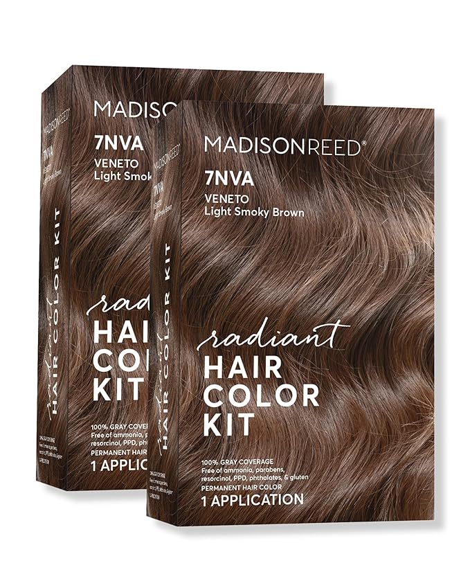 Madison Reed Radiant Hair Color Kit - 7NVA Light Cool Brown (Veneto Brown), Dimensional Gray Hair Blending Permanent Hair Dye, PPD-Free & Ammonia-Free, 2 Pack