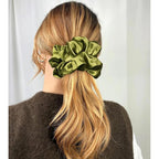 CEELGON Olive Green Big Satin Scrunchie6.5 Inches Jumbo Scrunchies Silky Hair Ties Oversized Ponytail Holderfor Thick Curly Hair Extra Large Hair Accessories for Women (Olive Green)