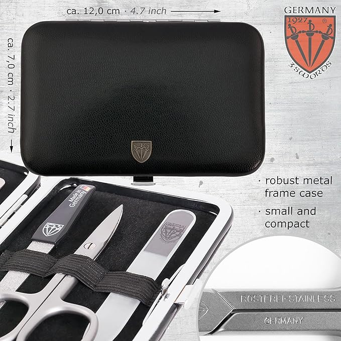 3 Swords Germany - brand quality 6 piece manicure pedicure kit set - stainless steel nail care tools - Made in Solingen Germany (500)